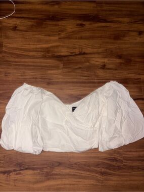 Bardot White Puff-Sleeve Bandeau Crop Top